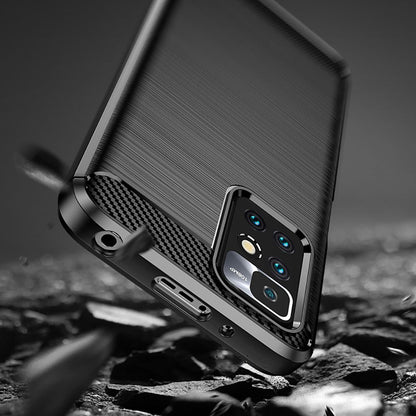 Fodral för Xiaomi Redmi 10 2022 / 10 (2021), Techsuit, Kolfiber, Svart