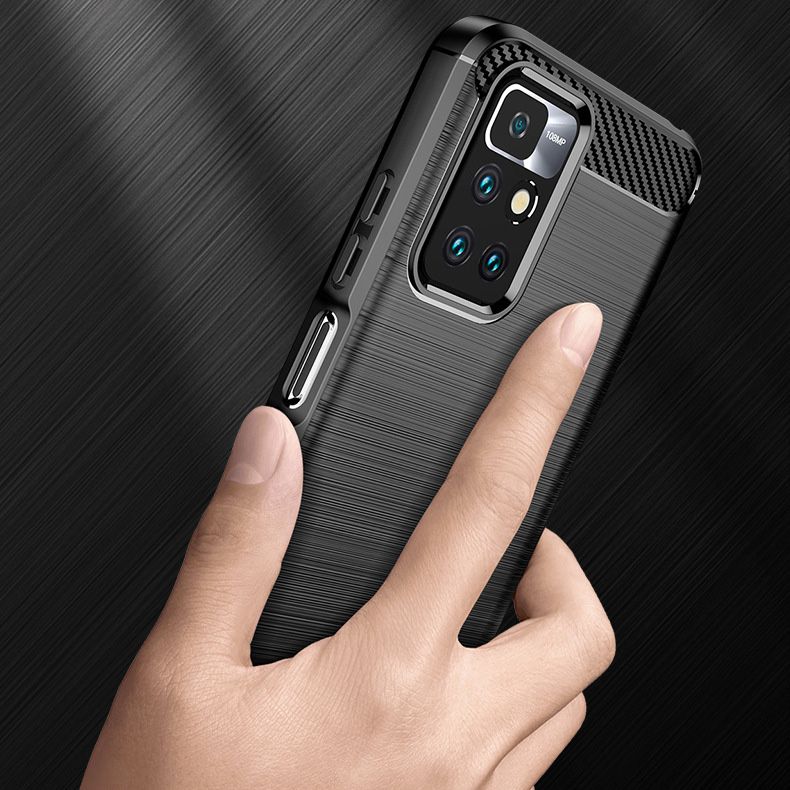 Fodral för Xiaomi Redmi 10 2022 / 10 (2021), Techsuit, Kolfiber, Svart