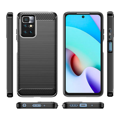 Fodral för Xiaomi Redmi 10 2022 / 10 (2021), Techsuit, Kolfiber, Svart