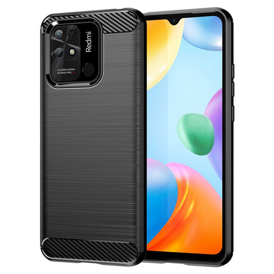 Fodral för Xiaomi Redmi 10C, Techsuit, Kolfiber, Svart
