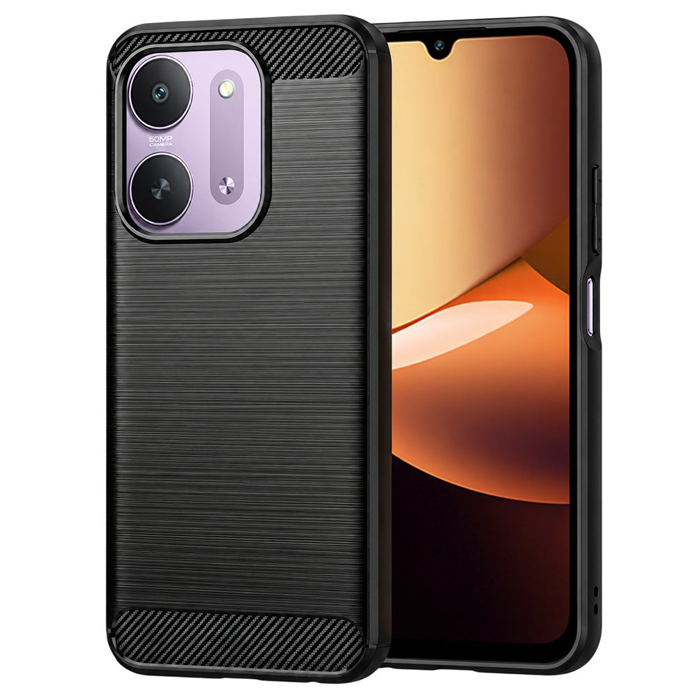 Fodral för Xiaomi Redmi 17C 5G, Techsuit, Kolfiber, Svart