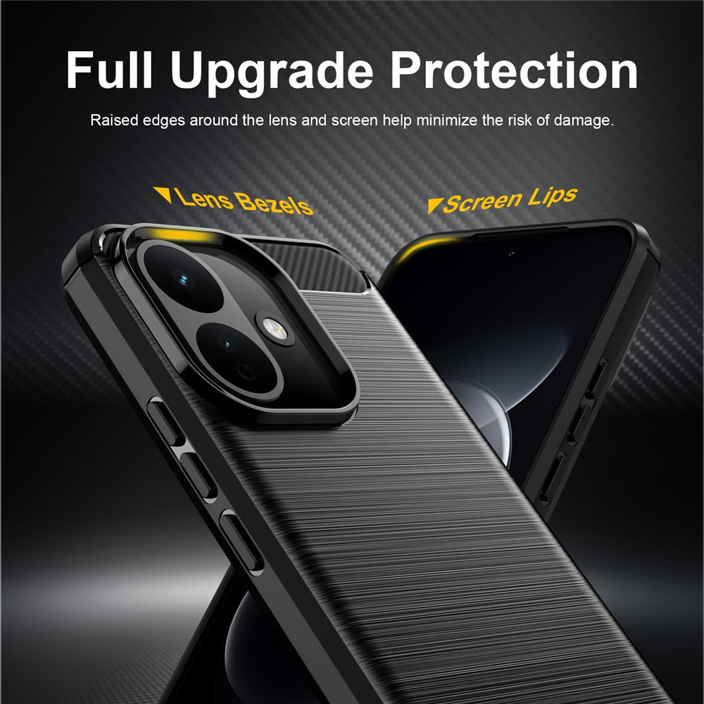 Fodral för Xiaomi Redmi 17C 5G, Techsuit, Kolfiber, Svart