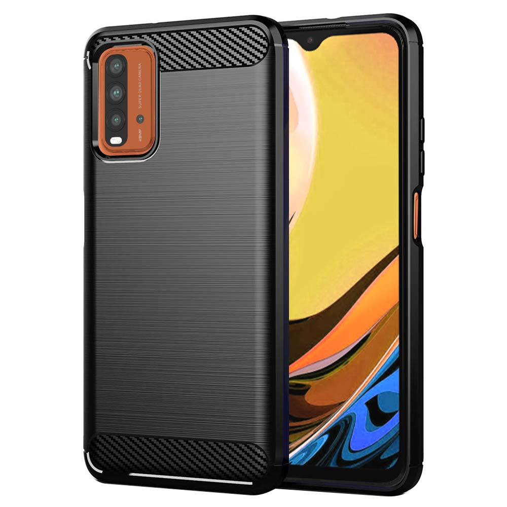 Fodral för Xiaomi Redmi 9 Power / 9T, Techsuit, Kolfiber, Svart