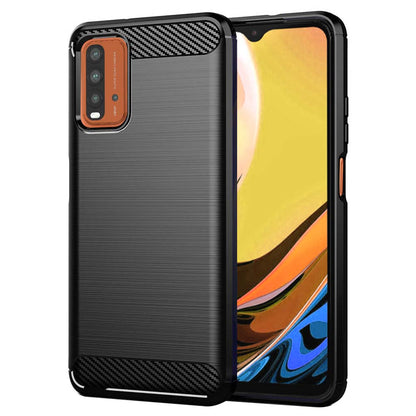 Fodral för Xiaomi Redmi 9 Power / 9T, Techsuit, Kolfiber, Svart
