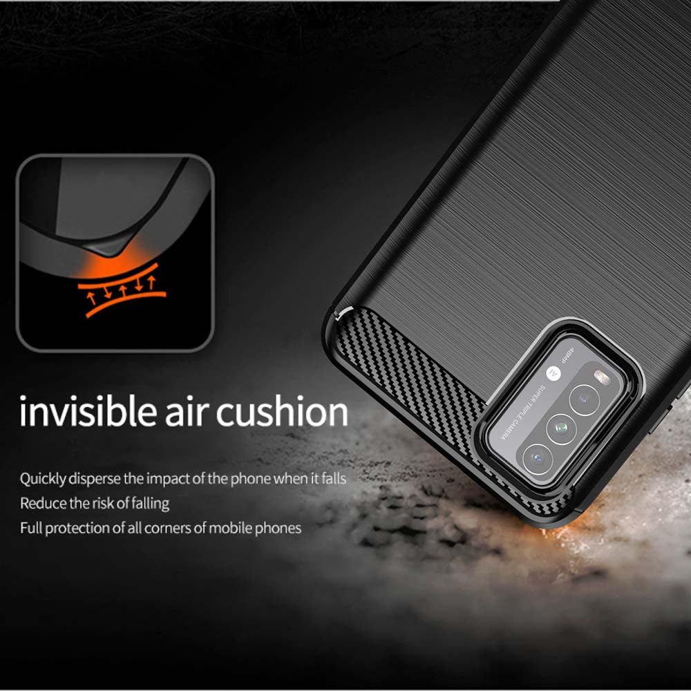 Fodral för Xiaomi Redmi 9 Power / 9T, Techsuit, Kolfiber, Svart