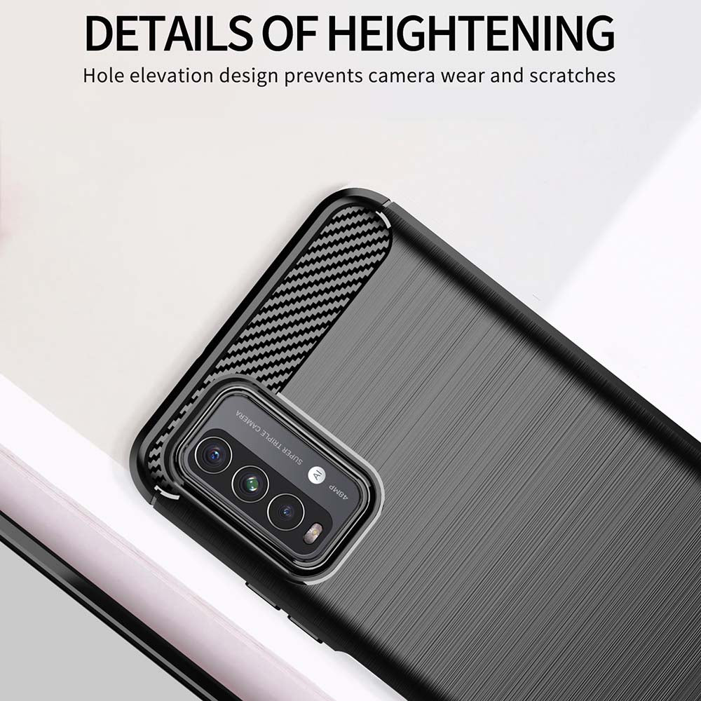 Fodral för Xiaomi Redmi 9 Power / 9T, Techsuit, Kolfiber, Svart
