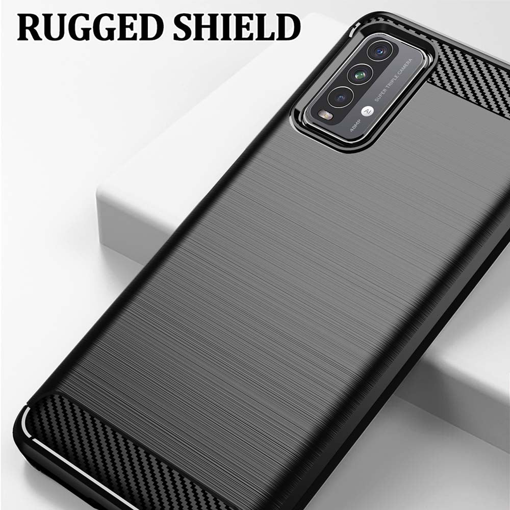 Fodral för Xiaomi Redmi 9 Power / 9T, Techsuit, Kolfiber, Svart
