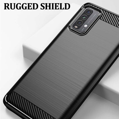 Fodral för Xiaomi Redmi 9 Power / 9T, Techsuit, Kolfiber, Svart