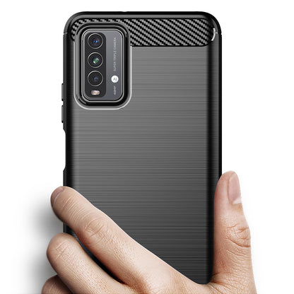 Fodral för Xiaomi Redmi 9 Power / 9T, Techsuit, Kolfiber, Svart