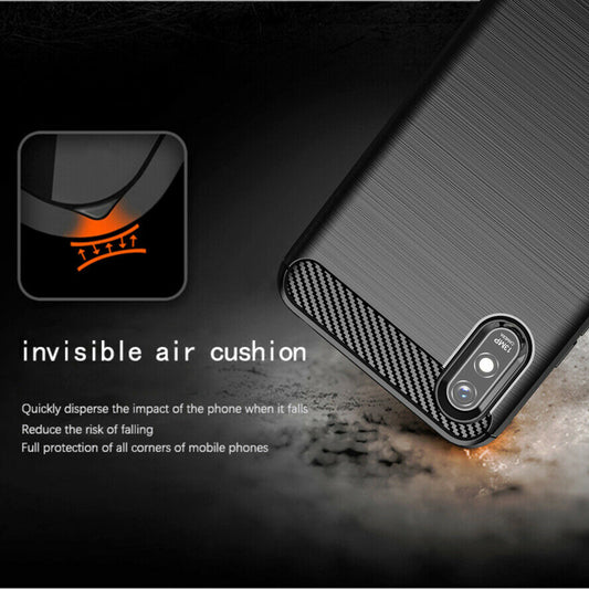 Fodral för Xiaomi Redmi 9AT / 9A, Techsuit, Kolfiber, Svart