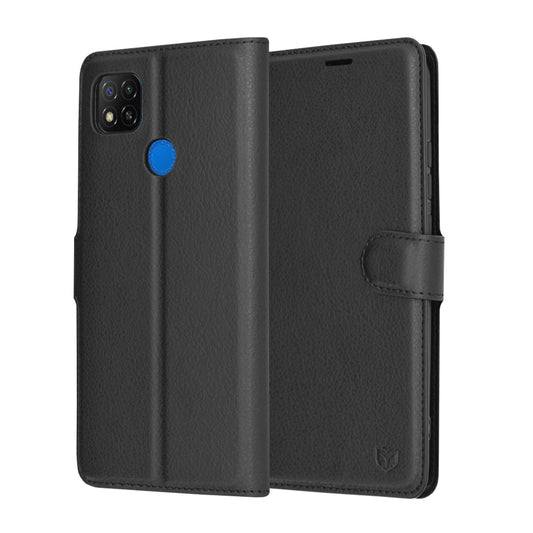 Fodral för Xiaomi Redmi 9C NFC / 9C, Techsuit, Leather Folio, Svart