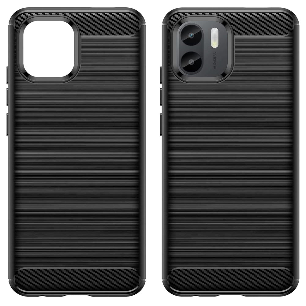 Fodral för Xiaomi Redmi A2 / A1, Techsuit, Kolfiber, Svart
