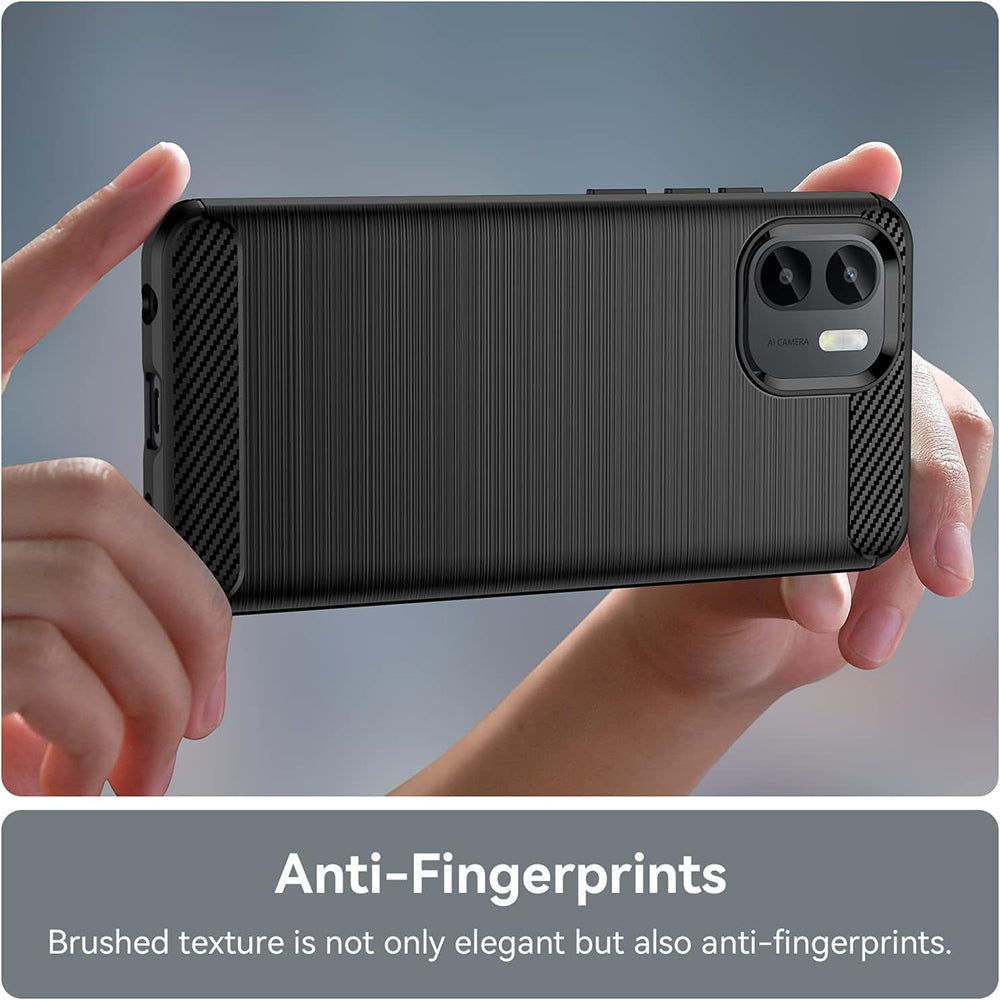 Fodral för Xiaomi Redmi A2 / A1, Techsuit, Kolfiber, Svart