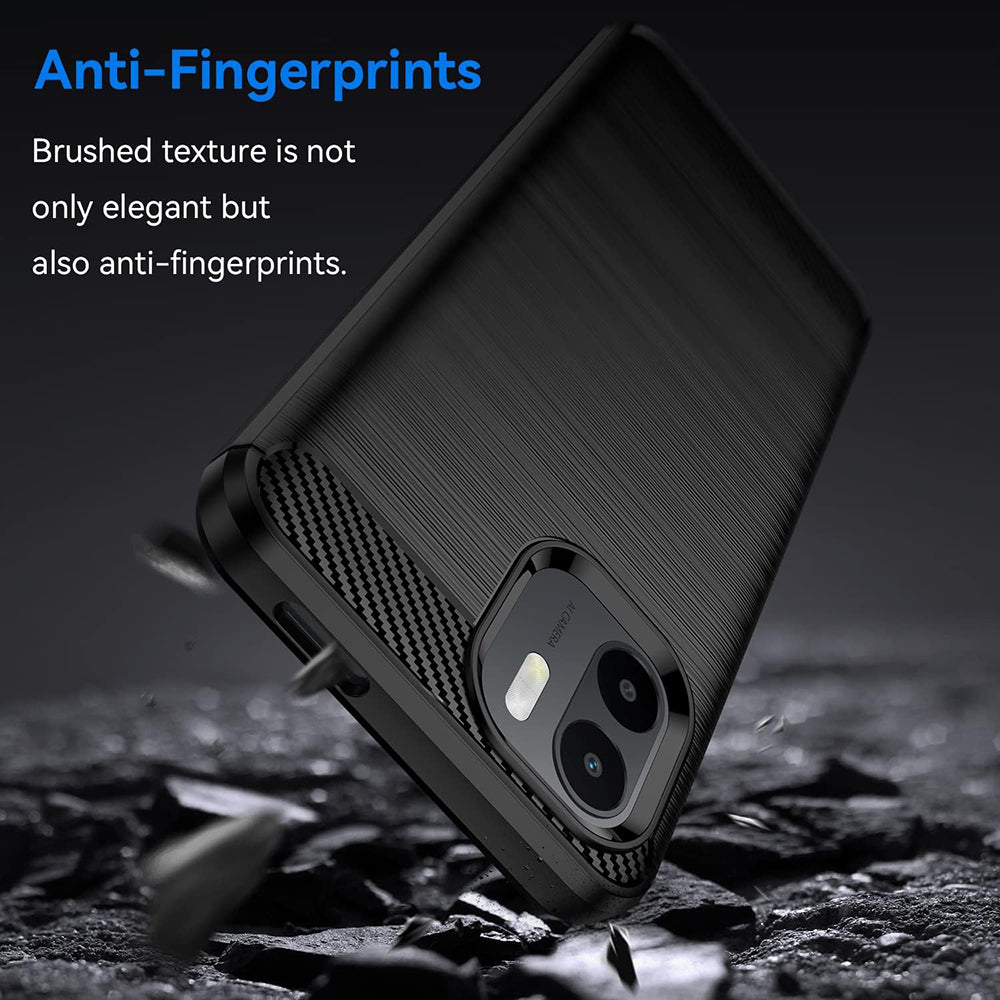 Fodral för Xiaomi Redmi A2 / A1, Techsuit, Kolfiber, Svart