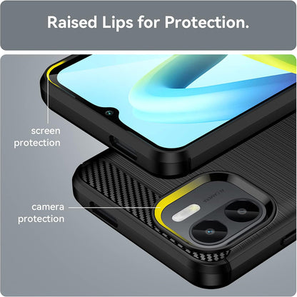 Fodral för Xiaomi Redmi A2 / A1, Techsuit, Kolfiber, Svart