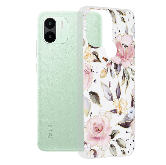 Fodral för Xiaomi Redmi A2+ / A1+, Techsuit, Marble, Vit