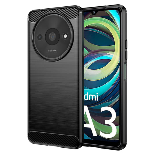 Fodral för Xiaomi Redmi A3x / A3, Techsuit, Kolfiber, Svart