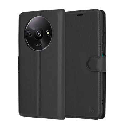 Fodral för Xiaomi Redmi A3x / A3, Techsuit, Leather Folio, Svart