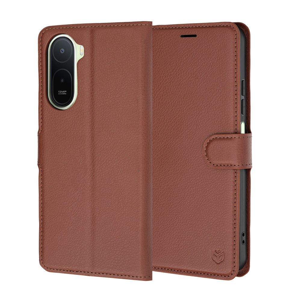 Fodral för Xiaomi Redmi A7 Pro 4G, Techsuit, Läderfolio, Brun