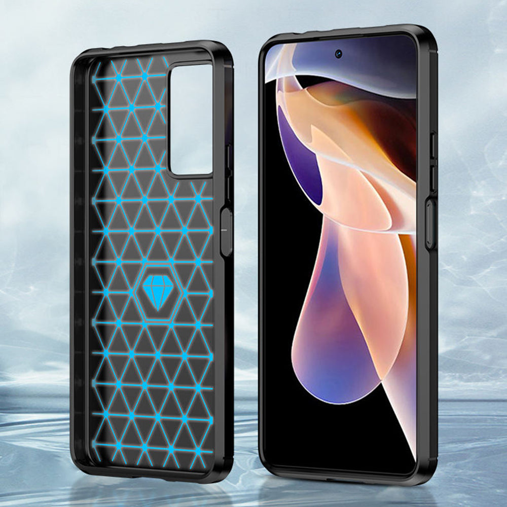 Fodral för Xiaomi Redmi Note 11 Pro+ 5G, Techsuit, Kolfiber, Svart