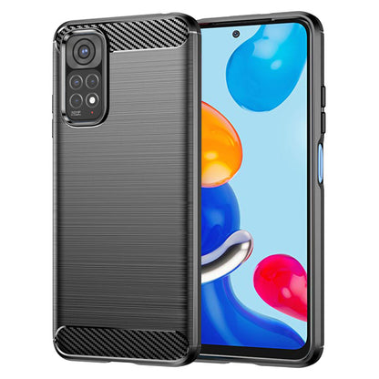 Fodral för Xiaomi Redmi Note 11S / Note 11, Techsuit, Kolfiber, Svart
