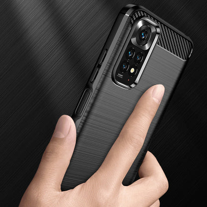 Fodral för Xiaomi Redmi Note 11S / Note 11, Techsuit, Kolfiber, Svart