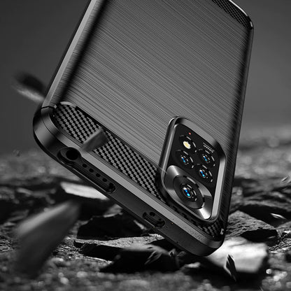 Fodral för Xiaomi Redmi Note 11S / Note 11, Techsuit, Kolfiber, Svart
