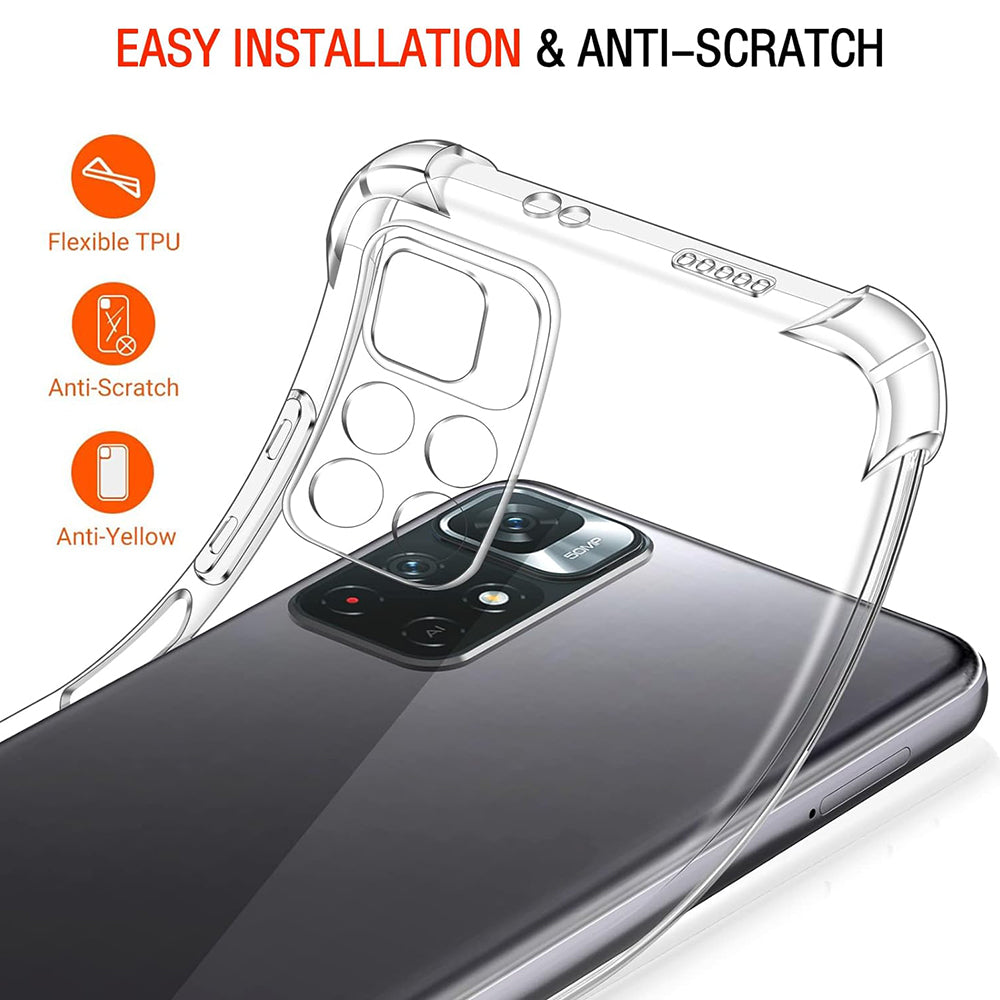 Fodral för Xiaomi Redmi Note 11S / Note 11, Techsuit, Stötsäker Klar, Transparent