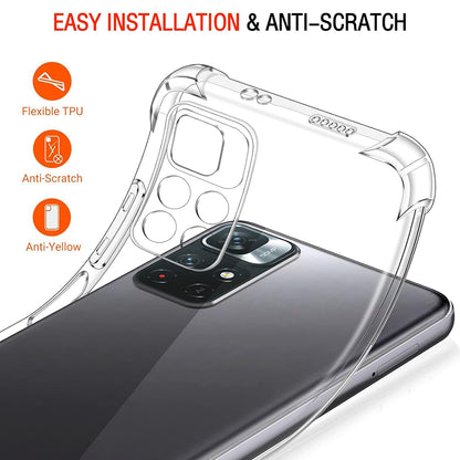 Fodral för Xiaomi Redmi Note 11S / Note 11, Techsuit, Stötsäker Klar, Transparent