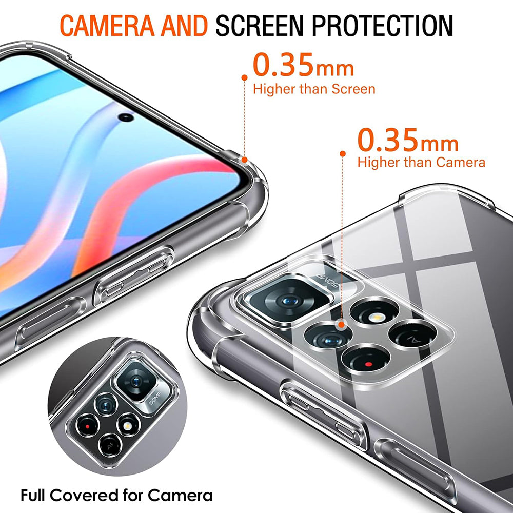 Fodral för Xiaomi Redmi Note 11S / Note 11, Techsuit, Stötsäker Klar, Transparent