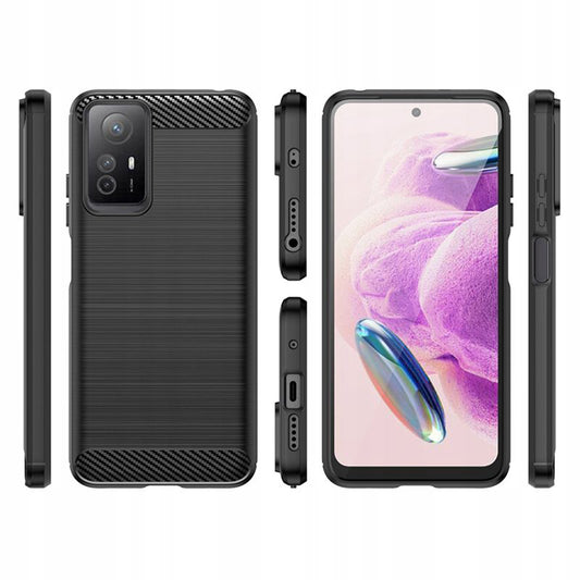 Fodral för Xiaomi Redmi Note 12S, Techsuit, Kolfiber, Svart
