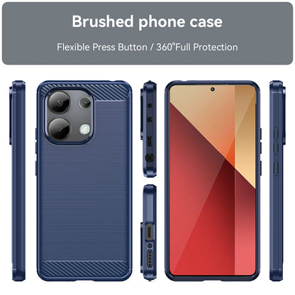 Fodral för Xiaomi Redmi Note 13 4G, Techsuit, Kolfiber, Blå