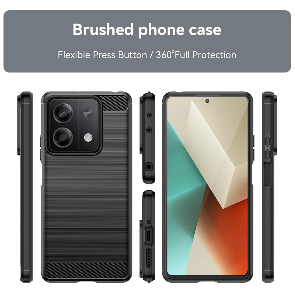 Fodral för Xiaomi Redmi Note 13 5G, Techsuit, Kolfiber, Svart