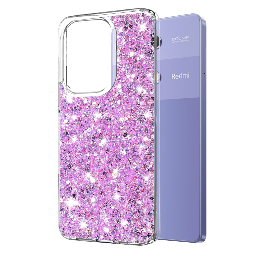 Fodral för Xiaomi Redmi Note 13 Pro 4G / Poco M6 Pro 4G, Techsuit, Glittrande Glitter, Magenta