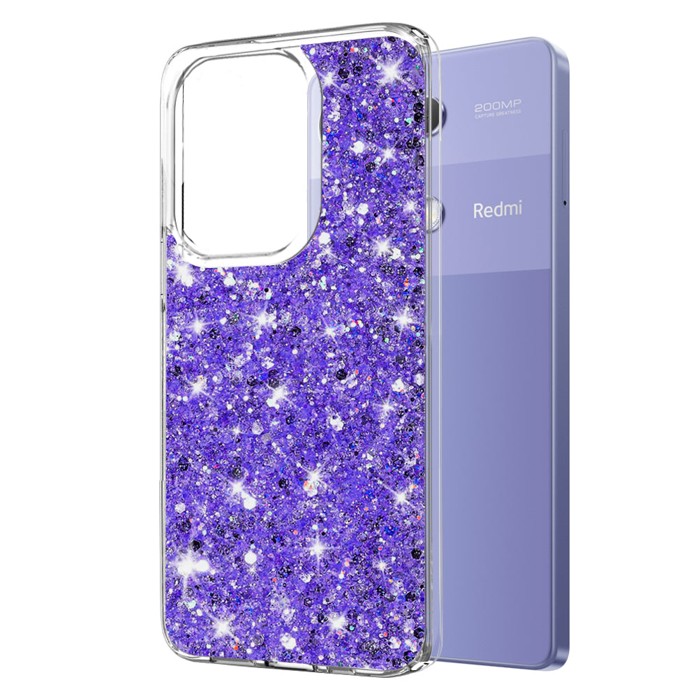 Fodral för Xiaomi Redmi Note 13 Pro 4G / Poco M6 Pro 4G, Techsuit, Glittrande Glitter, Lila