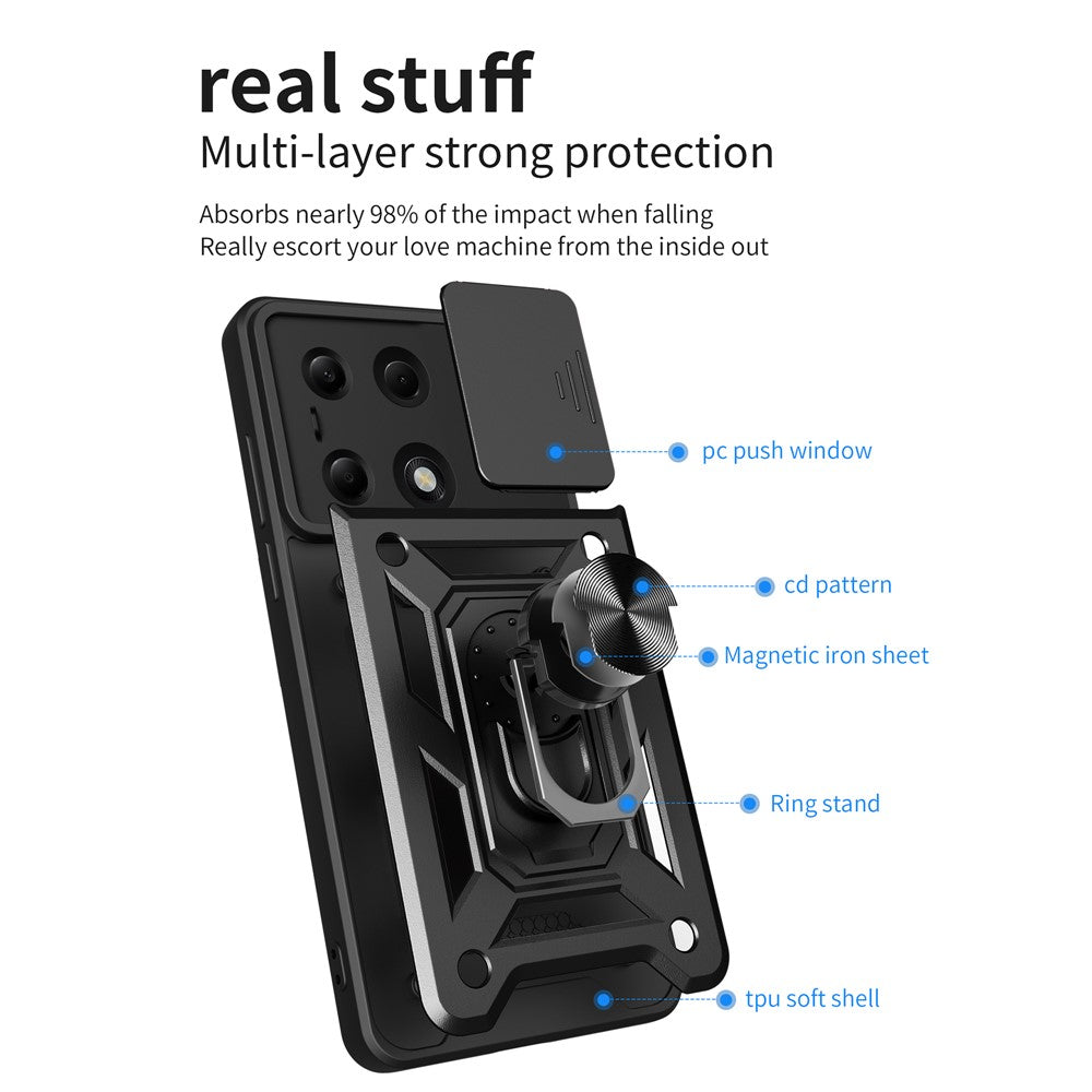 Fodral för Xiaomi Redmi Note 13 Pro 4G / Poco M6 Pro 4G, Techsuit, CamShield, Svart