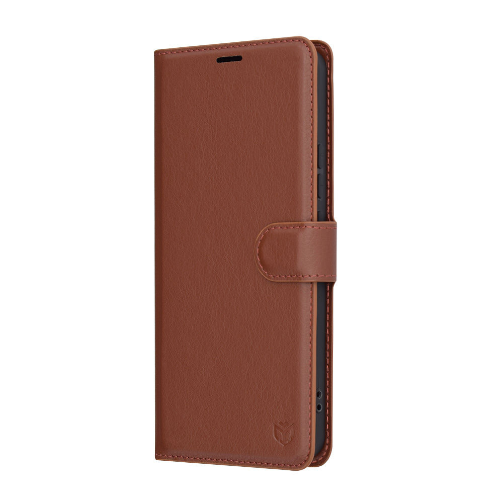 Fodral för Xiaomi Redmi Note 14 4G (Regional), Techsuit, Läderfolio, Brun