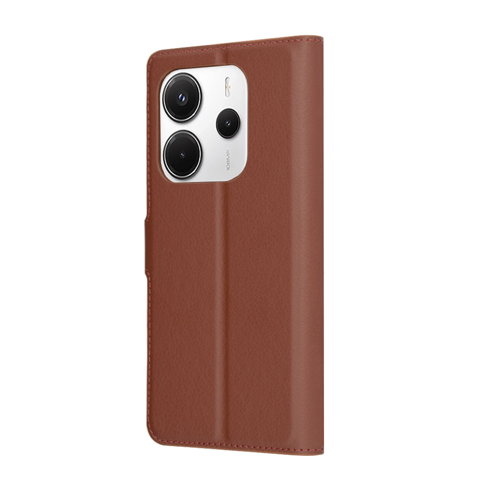 Fodral för Xiaomi Redmi Note 14 4G (Regional), Techsuit, Läderfolio, Brun