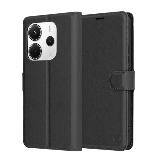Fodral för Xiaomi Redmi Note 14 4G (Regional), Techsuit, Läderfolio, Svart