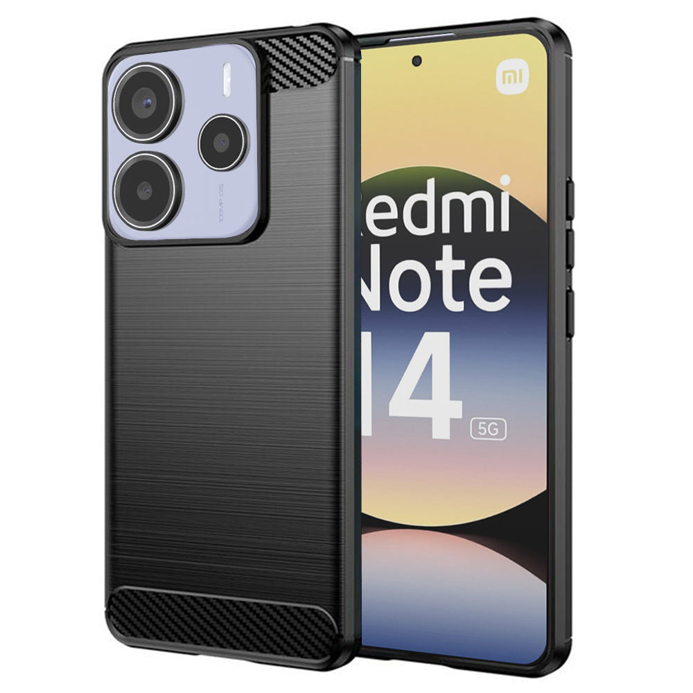 Fodral för Xiaomi Redmi Note 14 5G, Techsuit, Kolfiber, Svart
