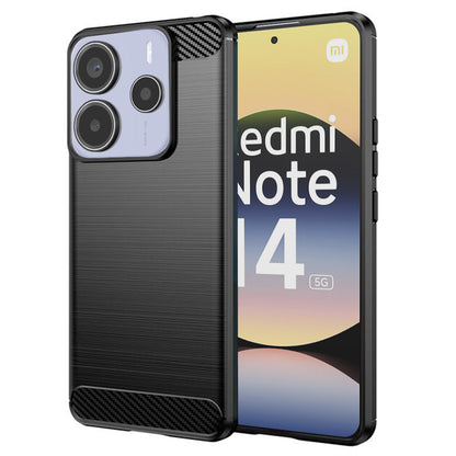 Fodral för Xiaomi Redmi Note 14 5G, Techsuit, Kolfiber, Svart