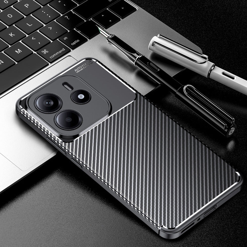 Fodral för Xiaomi Redmi Note 14 5G, Techsuit, CarbonFiber, Svart
