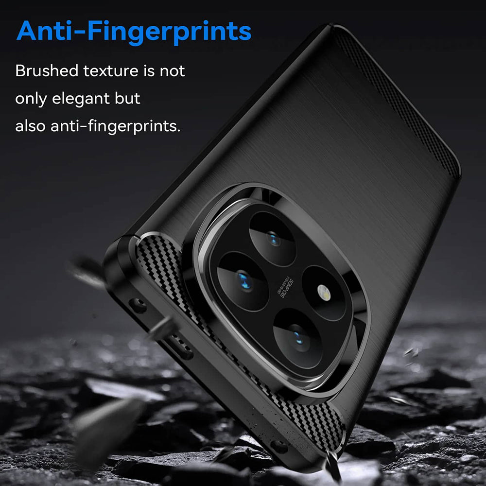 Fodral för Xiaomi Redmi Note 14 Pro 4G, Techsuit, Kolfiber, Svart