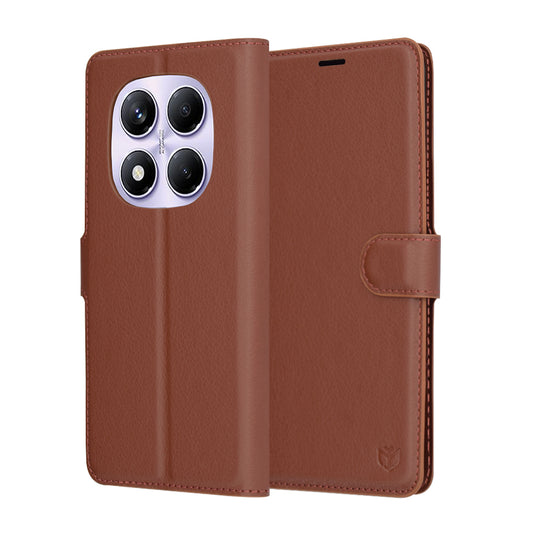 Fodral för Xiaomi Redmi Note 14 Pro 4G, Techsuit, Leather Folio, Brun