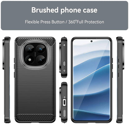 Fodral för Xiaomi Redmi Note 14 Pro+ 5G, Techsuit, Kolfiber, Svart