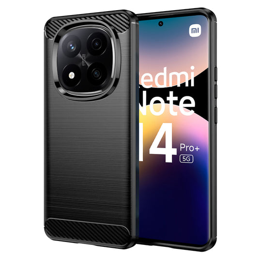 Fodral för Xiaomi Redmi Note 14 Pro+ 5G, Techsuit, Kolfiber, Svart