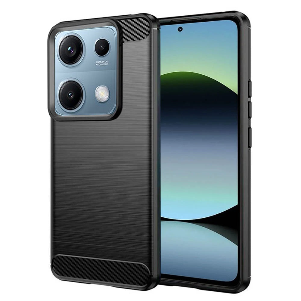 Fodral för Xiaomi Redmi Note 14S, Techsuit, Kolfiber, Svart