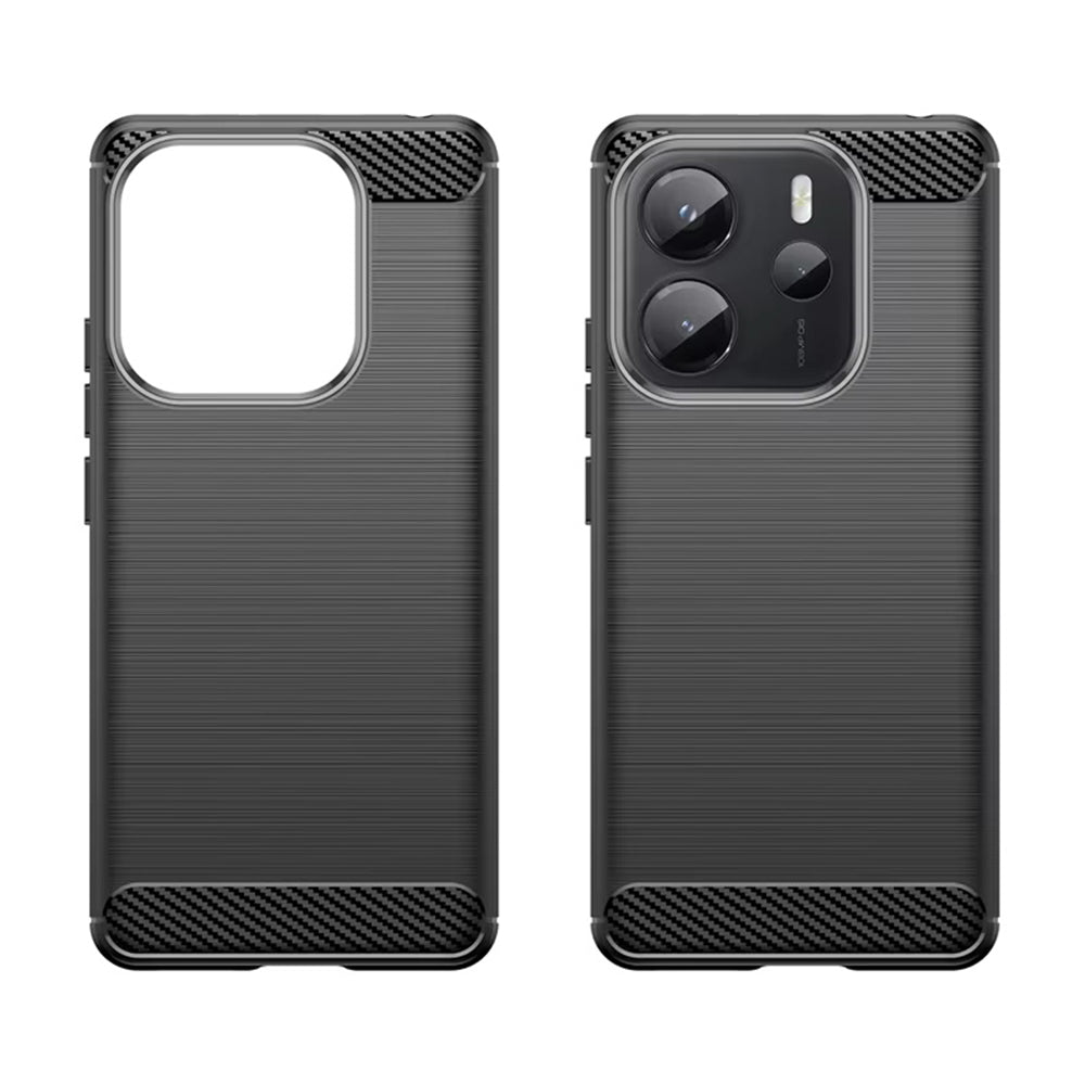 Fodral för Xiaomi Redmi Note 14S, Techsuit, Kolfiber, Svart