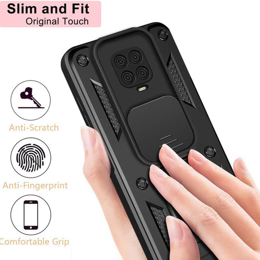 Fodral för Xiaomi Redmi Note 9S / Note 9 Pro / Note 9 Pro Max, Techsuit, CamShield, Svart