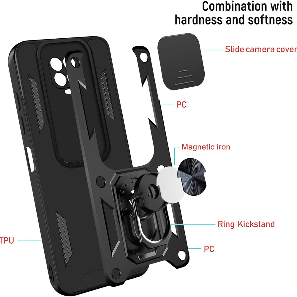 Fodral för Xiaomi Redmi Note 9S / Note 9 Pro / Note 9 Pro Max, Techsuit, CamShield, Svart